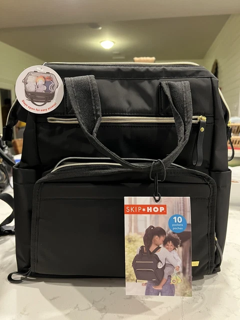 **Brand new** Skip Hop Mainframe Wide Open Diaper Backpack Black And Gold