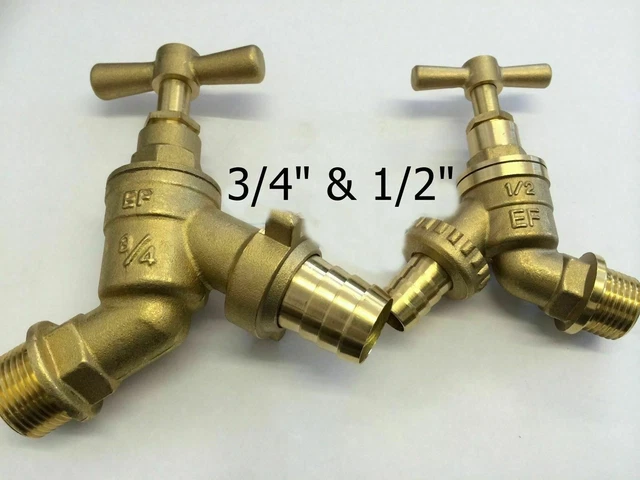 1/2" or 3/4" Brass Outdoor Garden Tap / Hose Union / Bib Tap/ Bibcock / Outside