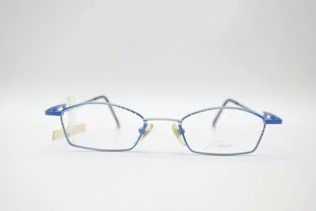 Vintage Amor 300 Blau Silber Schwarz oval Brille Brillengestell eyeglasses NOS