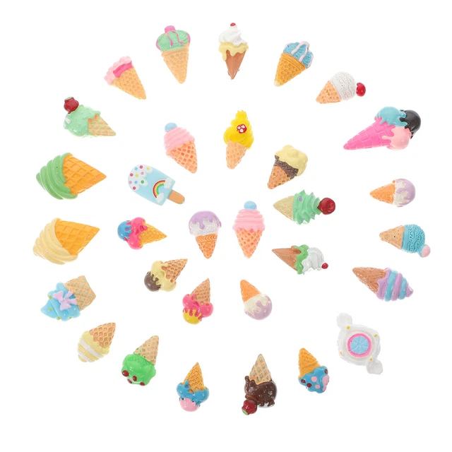 30 Pcs Candy Cake Charms Miniature Food Play Charms Candy Hand Decor Phone Case
