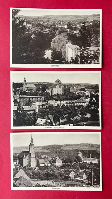 3 x AK ZSCHOPAU um 1930 Stadtansichten mit Schloss Wildeck und Kirche  ( 138386