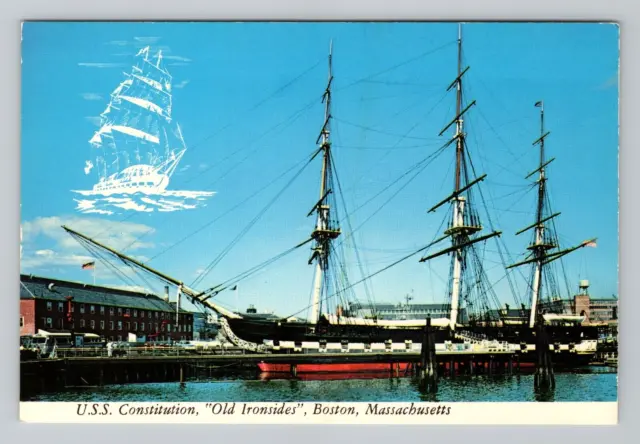 Postcard 4x6 Boston Mass Ship USS Constitution Old Ironsides Navy Yard View MA