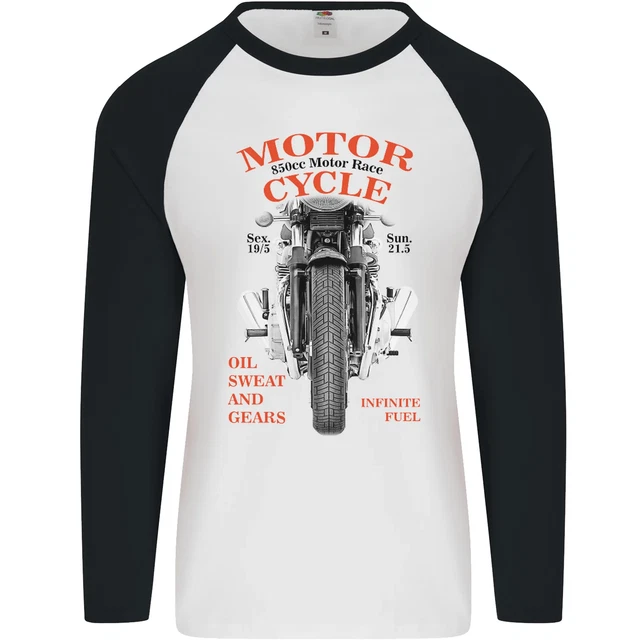 850cc Motor Race Biker Motorcycle Motorbike Mens L/S Baseball T-Shirt
