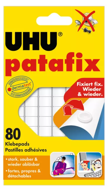 UHU patafix Klebepads 80 Stück wiederablösbar Klebepunkte stark sauber Pads