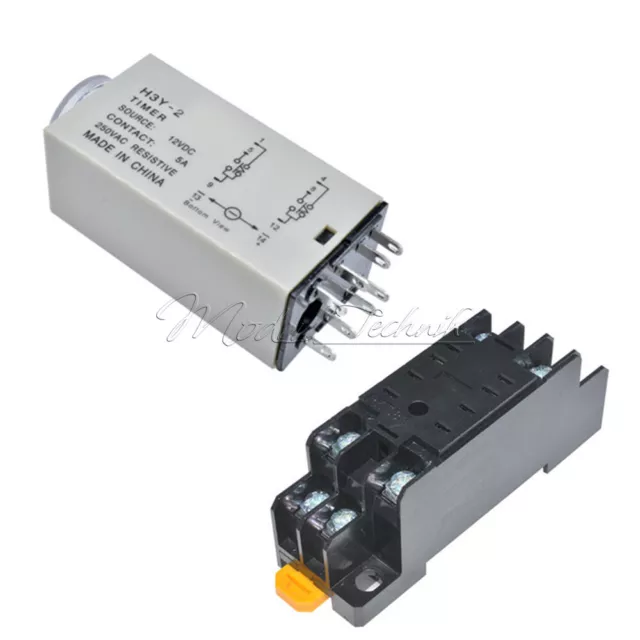 DC 12V 8 Pins DPDT H3Y-2  30 minutes Delay Power On Timer Time Relay with Base