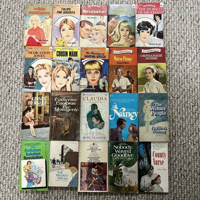 VTG 1960s-70s Romance Novel Lot of 20 Paperback Books Red Edge Harlequin Mixed