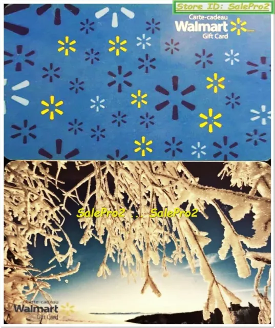 2x WALMART CANADIAN WINTER SNOW GLITTERED ICE ON TREES COLLECTIBLE GIFT CARD LOT