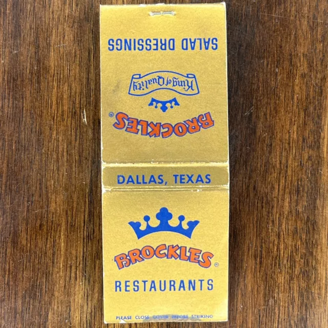 VINTAGE MATCHBOOK COVER Brockles Restaurants Dallas Texas Matches $30. ...