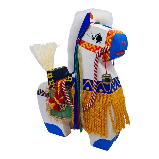 VTG Japanese Folk Art Toy Miharu Goma Horse Carved Wood Hand Painted Good Luck