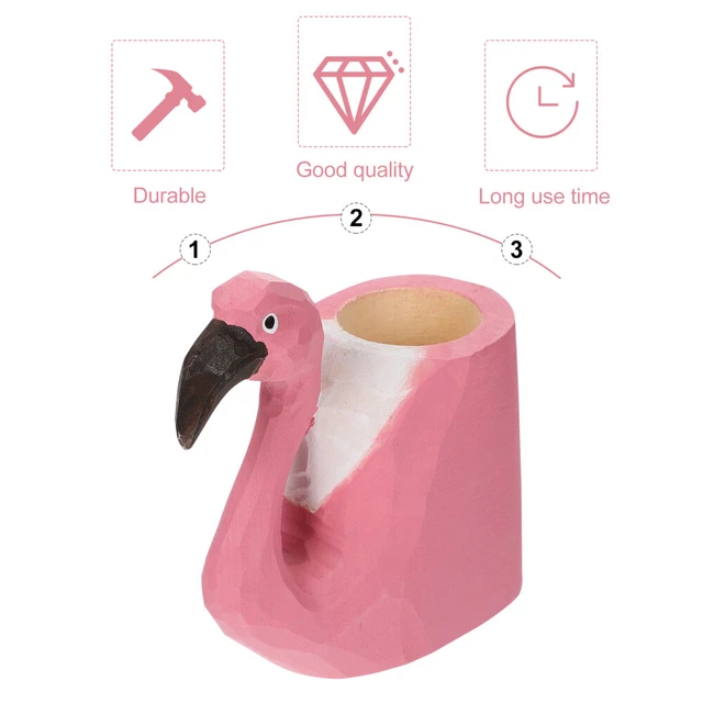 ANIMAL DESKTOP STATUE Pencil Cup for Wood Carving Holder Office £11.99