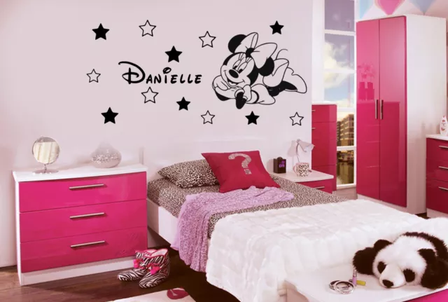 Disney Wall stickers Minnie Mouse With Personalised Name And Stars Decals Murals 2