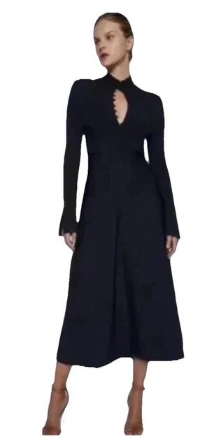 drae ssense exclusive black wool rib knit dress Black Ribbed Knit Wool Blend Short Sweater Dress main image 1