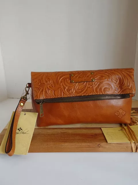 NWT Patricia Nash Valerie Fold-over Clutch/Wristlet, Burnished Tooled Gold