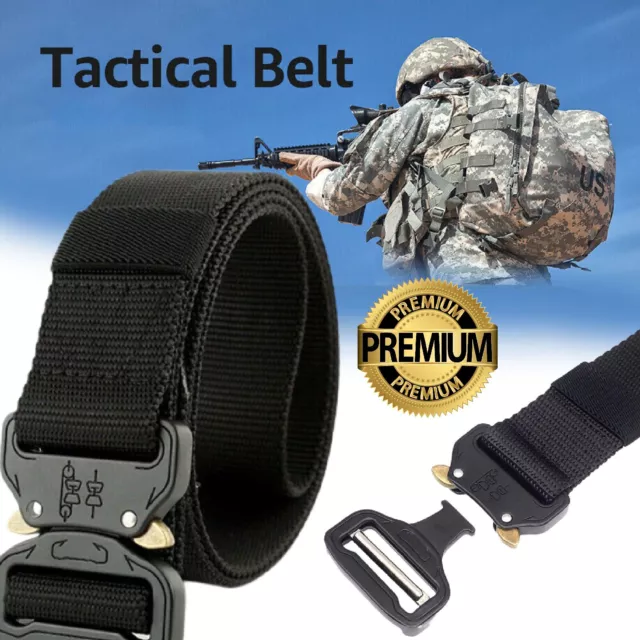 Mens Canvas Outdoor Tactical Belt Heavy Duty Army Waist Web Strap Waistband Hot