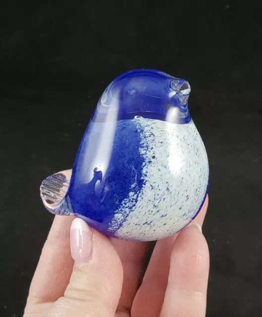 Vilniaus Stiklo Studija Hand-blown Art Glass Blue Bird Figurine Paperweight