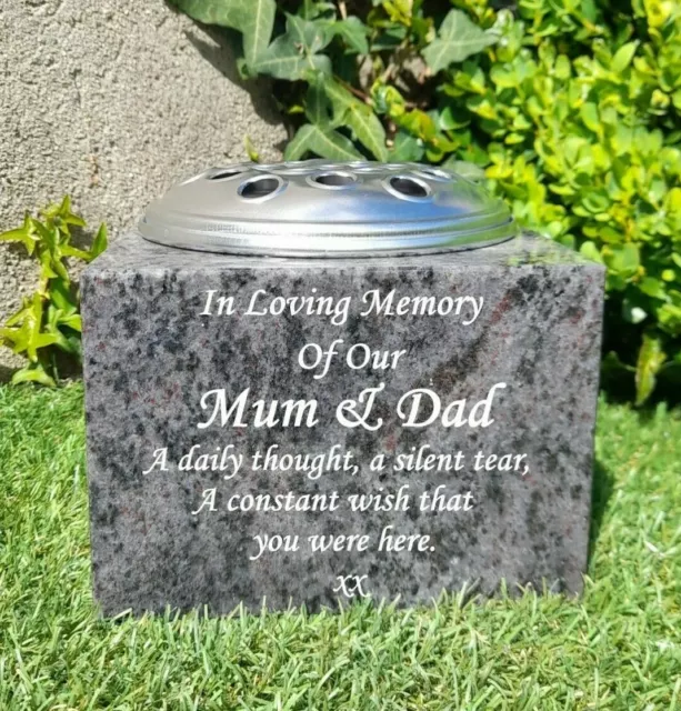 Personalised Granite Memorial Vase Grave Pot Flower Holder Cemetery Grave Vase