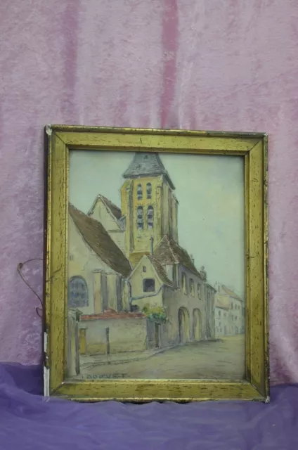 Ancienne Lithographie Dessin Gravure Eau Forte Eglise A Identifie Joanny Drevet