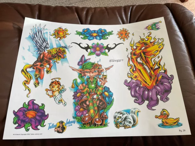 (Lote 19) Hoja de papel de arte flash tatuaje vintage William Webb II 2002