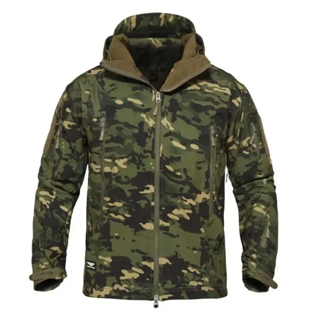 Men's camouflage fleece tactical jacket household windproof hooded jacket