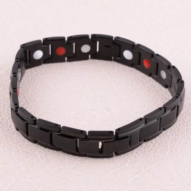 Mens Black Magnetic Therapy Health Care Bracelet Energy Wristband Titanium Steel