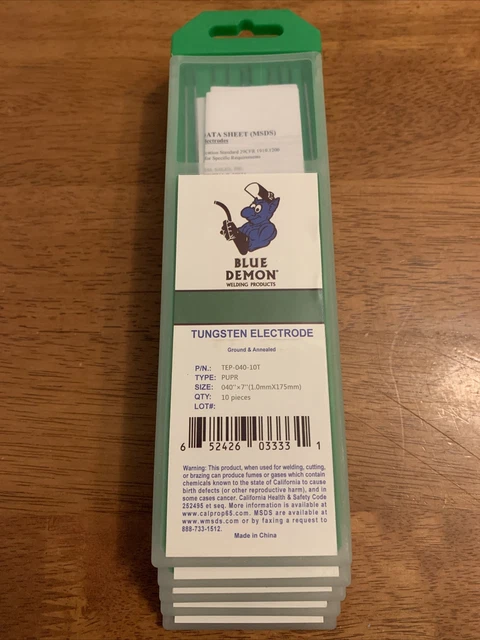 Blue Demon Tungsten Electrode - TEP-040-10T - Size 040” X 10 Pieces