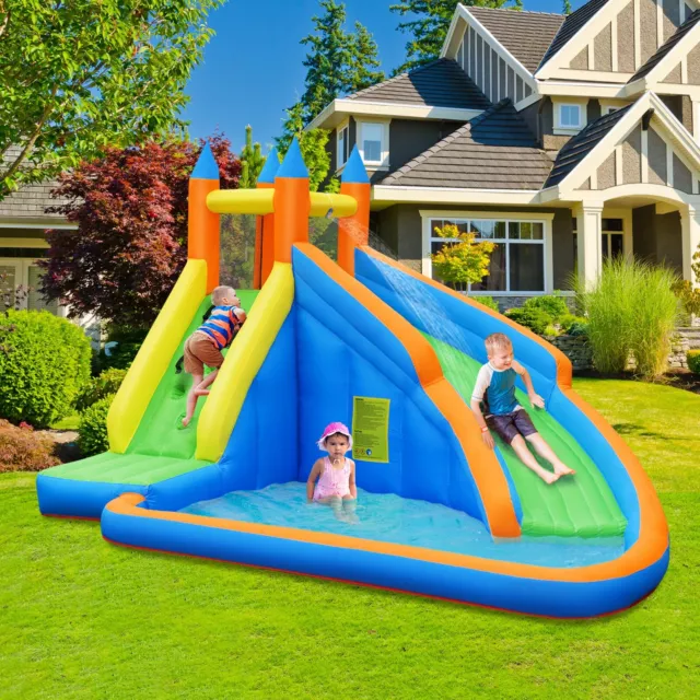 Inflatable Water Slide Jumping Castle Bounce House w/ Splash Pool without Blower