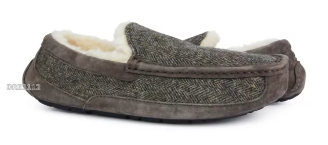 UGG Australia Ascot Tweed Stout Brown Fur Slippers Mens 10 -NIB-