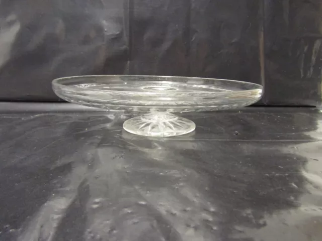 Vintage Small Clear Glass Cake Stand Depression Glass Pressed Glass (M)