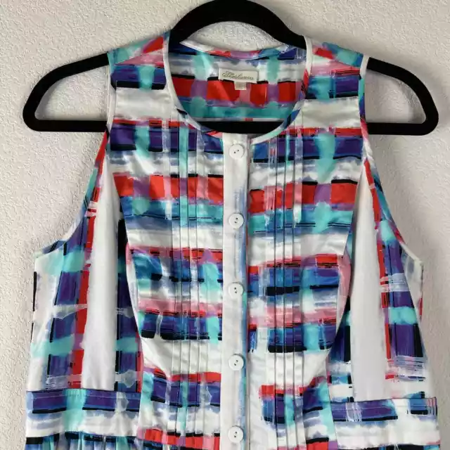 Shoshanna Dress Womens 10 Multicolor Plaid Stripe Geometric Fit Flare Sleeveless 2