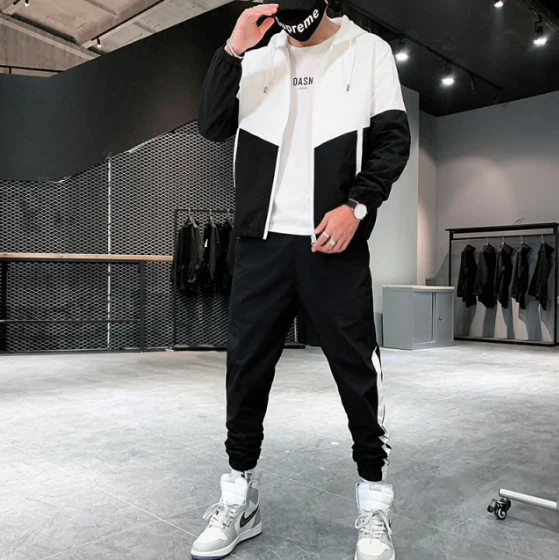 Ensemble jogging homme sweat à capuche et pantalon noir - Vente