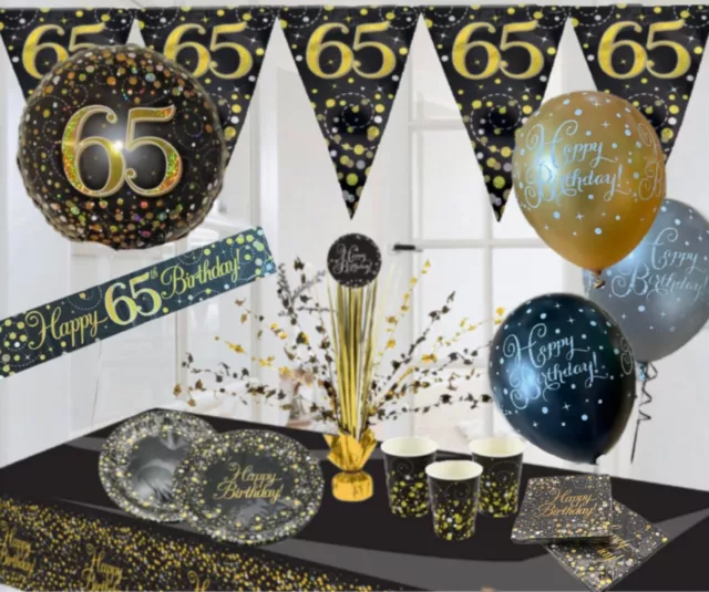 65th Birthday Black Gold Themed Party