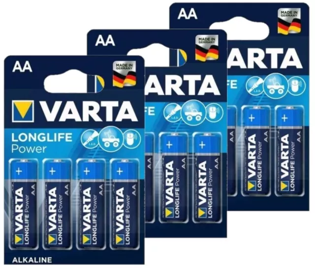 Varta Long Life Power Batteries Alkaline (Sizes AA / AAA / C) Choose Quantity