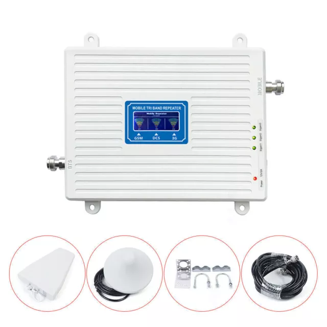 TriBand Amplifier 900/1800/2100 GSM DCS 2G/3G/4G LTE Signal Booster with Antenna