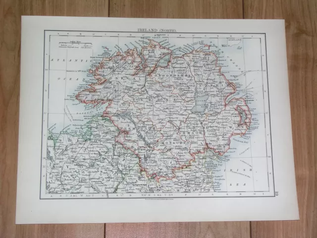 1896 Original Antique Map Of North Ireland Belfast Londonderry / Mayo