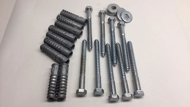 Anchor TEB-LS126-9 Long Lag 1/2 x 3 Shields & 1/2 x 5-1/2 Lag bolts (Pack of 9)