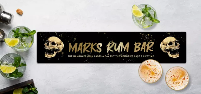 Personalised Rum bar Runner Mat - Gold Rum Home bar mat beer mat L102