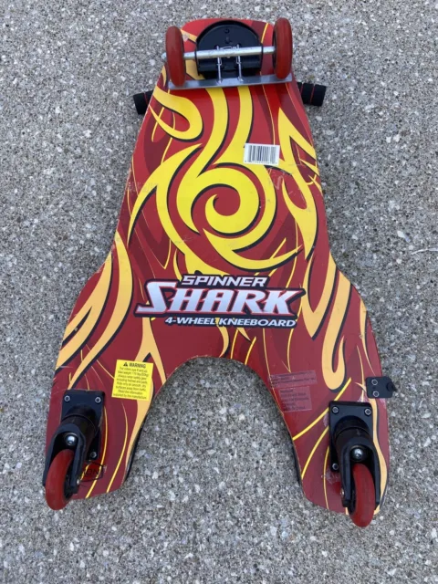 Vintage Spinner Shark 4 Wheel Drifting Kneeboard Ride On Scooter Skate Board