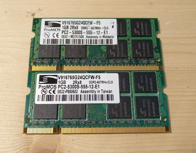 Barrette Mémoire RAM SO-DIMM ProMOS 512Mo DDR2 PC2-5300S 667MHz - Occasion Comme Neuve
