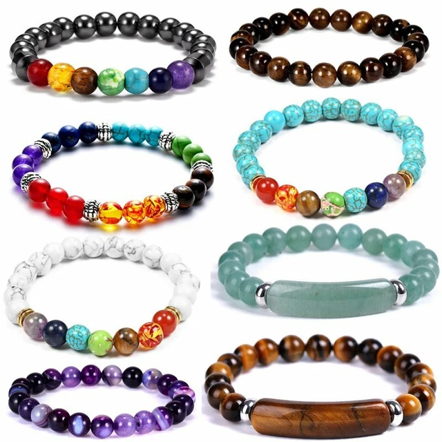 7 Chakra Natural Stone Bracelet Healing Reiki Beads Bangle Prayer Women Jewelry