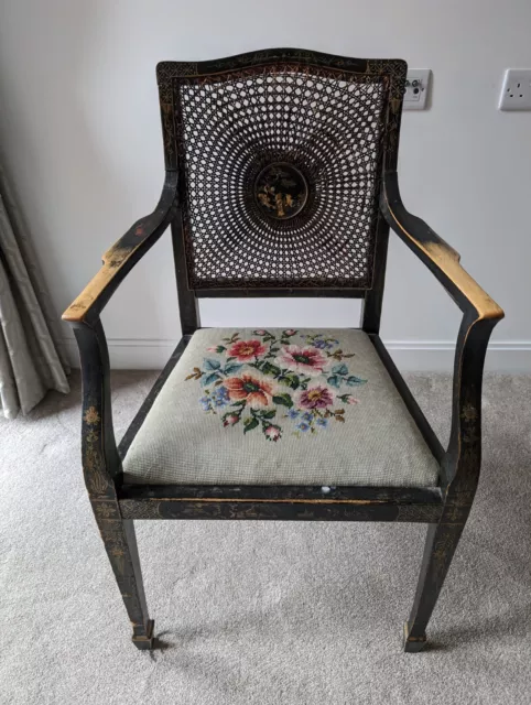 Vintage Bergere Chair with Chinoiserie Decoration