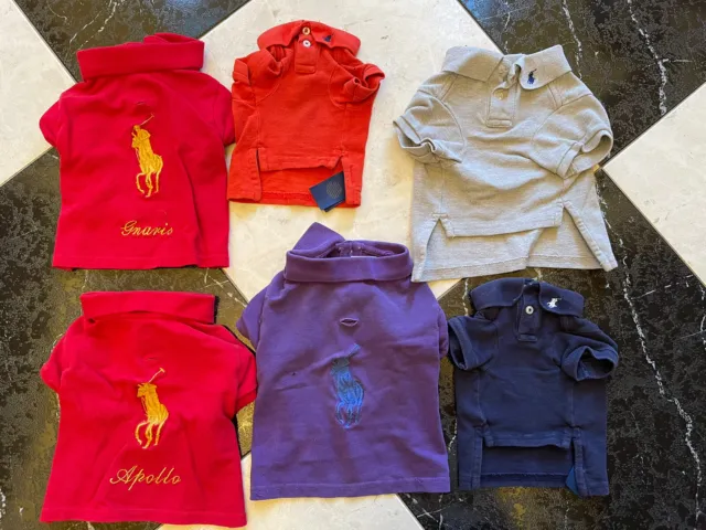 Lot Of 6 Ralph Lauren Polo Dog Clothes Shirts Tops Sz Small Medium