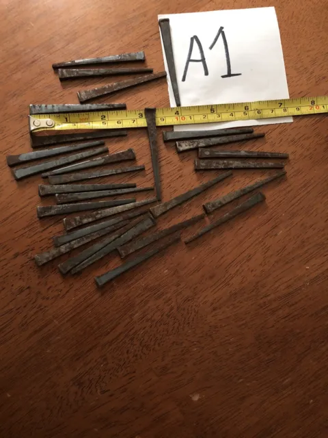 28 Used Square Head Nails With Patina Iron/steel 2-1/2”- FREE SHIPPING!