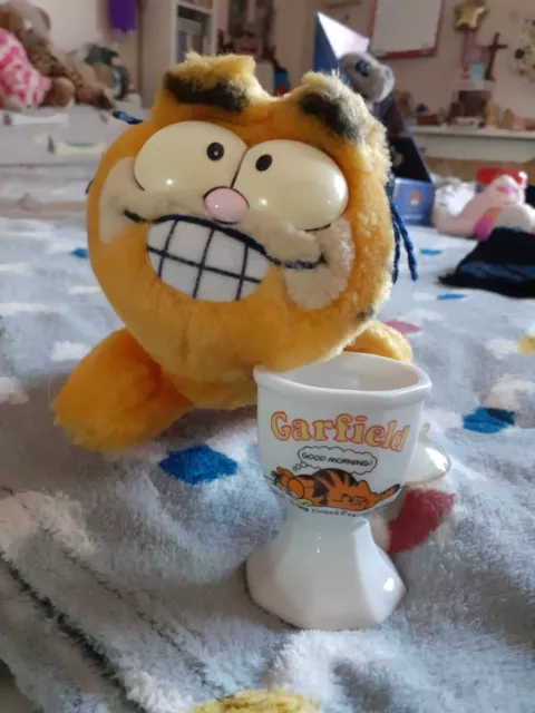 Garfield Vintage Egg Cup 1978 and Stick on Soft Toy