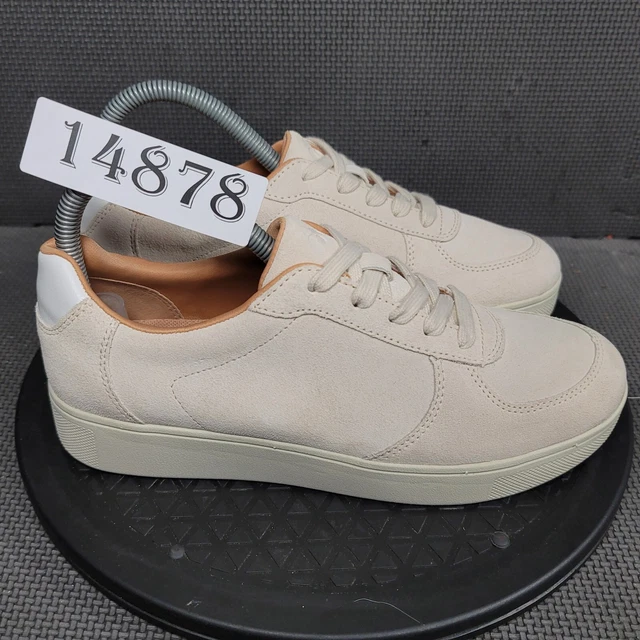 Fitflop Rally Panel Shoes Womens Sz 6.5 Beige Suede Sneakers
