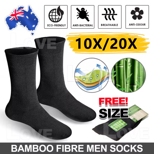 12 Pairs Mens Bamboo Fibre Socks Odor Resistant Sweat Black Natural Fiber Work