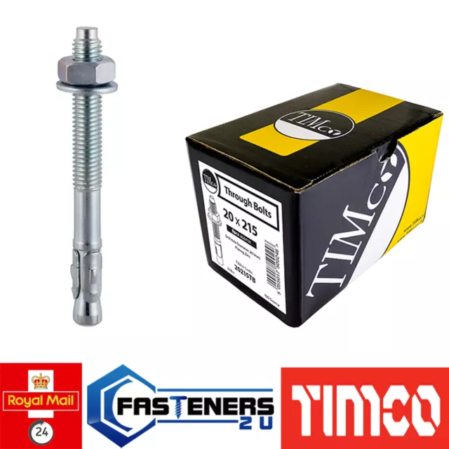 TIMco Through bolts, anchor bolts, concrete fixing, zinc coated M8 M10 M12 M16