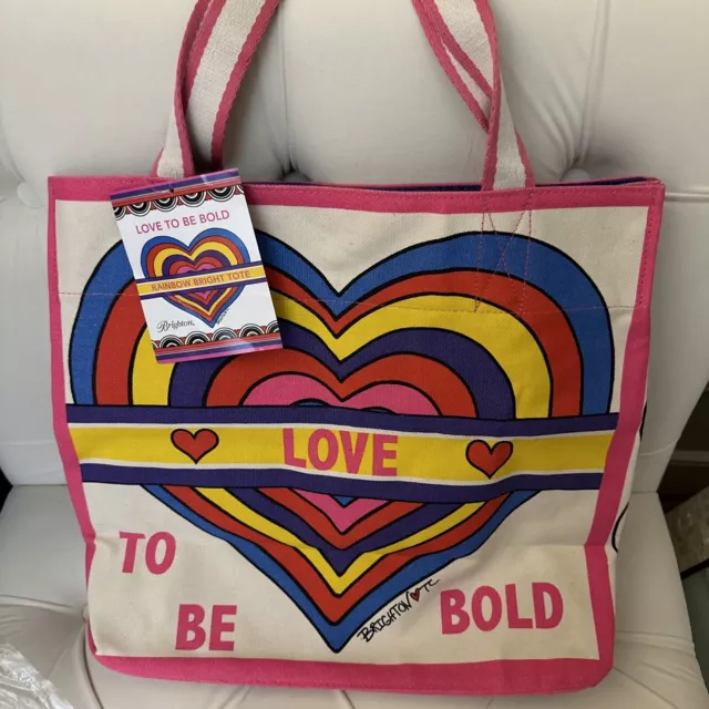 Brighton Love to Be Bold Rainbow Bright Canvas Tote NWT!