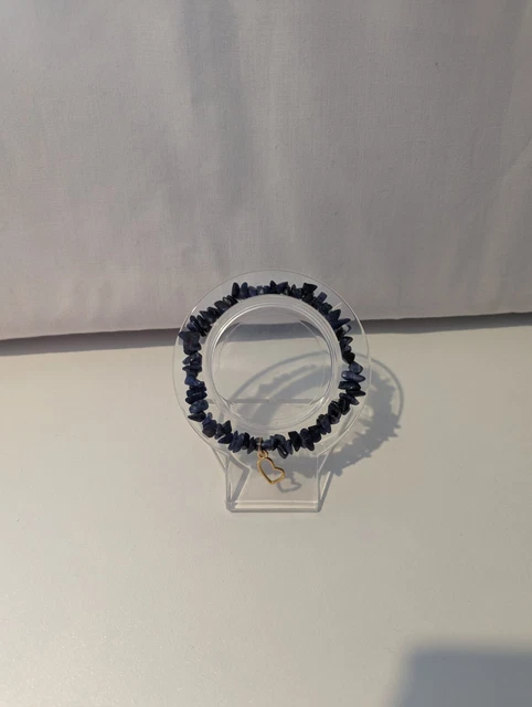 Lapis Lazuli Chip Bracelet With Heart Charm