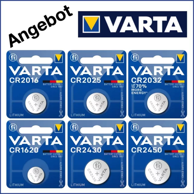 Varta CR2032 CR2016 CR2025 CR2430 CR2450 Batterien  ✅+ aus 2024 + MHD 2032 +✅