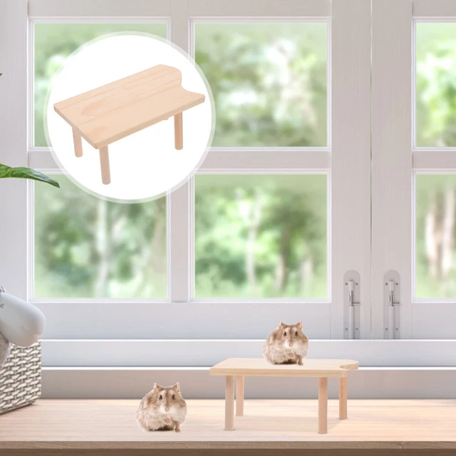 1 pieza Soporte de madera de loro hámster plataforma de pie hámster juguete de masticar